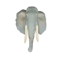 Décoration murale tête d'éléphant 3D Aimant de frigo avec texture de peau grise - Tête de Mammouth Gris (Adhésif)