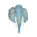 Modèle tête d'éléphant bleu avec défenses blanches, décor PVC pour mur et frigo - Tête de Mammouth Bleu (Adhésif)