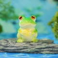Miniature resin frog figurine with green and yellow gradient for garden decor - Crouching Frog Figurine (Style F)