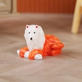 Miniature resin Samoyed dog figurine with white head and orange body for dollhouses - Orange White Lying Style (Style C)