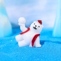 Miniature resin polar bear with a red scarf for micro landscape and fairy gardens - Waving Style (Style A)