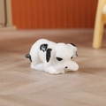 Miniature resin dalmatian puppy figurine in a lying pose for DIY dollhouse decor - Spotted Lying Style (Style D)