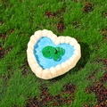 Estanque en miniatura de resina en forma de corazón con hojas de loto para paisaje - Estilo Estanque de Corazón (A)