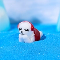 Miniature polar bear figurine with red headphones on blue sand, resin craft decoration - Lying Down Style (Style B)