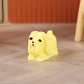 Miniature resin Maltese dog figurine in pale yellow for DIY micro landscape decor - Yellow Long Hair Sitting Style (Style E)