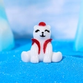 Miniature polar bear figurine with red hat and scarf for DIY dollhouse micro landscape - Sitting Style (Style C)
