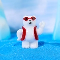 Miniature polar bear resin figurine with red goggles on blue sand arctic background - Goggles Style (Style D)