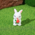 Miniature resin rabbit figurine holding a red rose for micro landscape garden decor - Holding Flower Style (Style E)
