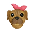 Imán de resina para nevera de perro carlino con lazo rosa decoración animal 3D - Perro Con Lazo