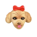 Imán de resina para nevera de perro teddy marrón con lazo rojo decorativo de hogar - Perro Con Pajarita