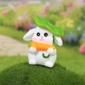 Mini statuetta di coniglio in resina con carota su muschio per paesaggio fai da te - Coniglio Foglia di Loto