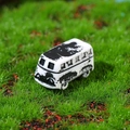 Miniatura de autobús vintage negro y blanco para decoración de micro paisajes - Autobús Retro Blanco y Negro (D)