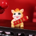 Cute resin horse zodiac figurine holding Ping An Xi Le scroll for New Year decor - Peace and Joy Horse