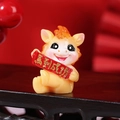 Cute yellow resin zodiac horse figurine holding a success scroll for desktop decoration - Success Horse