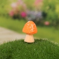 Miniature resin mushroom figurine with orange spotted cap for fairy garden DIY decor - Large Round Mushroom