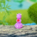 Purple miniature resin figurine holding a red heart for micro landscape DIY decor - Purple Figure with Heart (S)