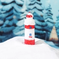 Miniature de phare rouge et blanc avec paillettes pour décorations de Noël festives - Phare de Noël