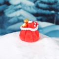 Miniature sac de cadeaux de Noël en résine avec cloches et sucres d'orge festifs - Sac à Cadeaux de Noël