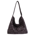 Sac fourre-tout léopard à la mode pour femme avec grande capacité et bandoulière intégrée - Gris