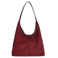 Minimalist burgundy suede hobo bag with sleek leather shoulder strap for 2025 autumn - Red