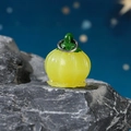 Luminous pumpkin pendant with green stem on dark stone for landscape decor - Glow Yellow Lantern