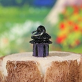 Miniature Chinese pagoda lantern ornament in purple and black for bonsai decoration - Hurricane Lantern / Purple