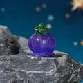 Luminous purple bellflower miniature resin pendant with green stem and silver metal ring - Glow Purple Lantern