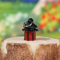Miniature red pagoda garden stake figurine for succulent landscape and bonsai decor - Hurricane Lantern / Red
