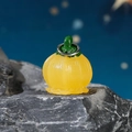 Luminous pumpkin flower charm in translucent yellow resin with silver metal ring - Glow Orange Lantern