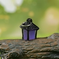 Piquet de jardin paysage avec lanterne lumineuse violette et cadre en fer noir - Tête de Lanterne Uniquement / Violet