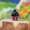 Miniature pink Chinese pavilion resin ornament with metal ring for garden decor - Hurricane Lantern / Rose Red