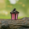 Mini lanterne rose et noire sur tige pour décoration de jardin féerique DIY - Tête de Lanterne Uniquement / Rose Rouge