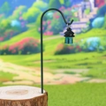 Luminous lantern garden stake with blue micro cottage and black shepherd hook - Lantern with Stake / Blue