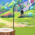 Luminous lantern garden stake with miniature black gazebo and metal shepherd hook - Lantern with Stake / Purple