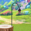 Luminous miniature pink pavilion on a green shepherd hook for garden micro landscapes - Lantern with Stake / Rose Red