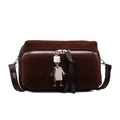 Sac bandoulière en daim marron foncé pour femme avec pendentif robot en argent unique - Marron