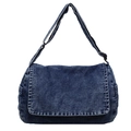 Borsa a spalla retrò in denim blu scuro con tracolla regolabile e capiente - Blu