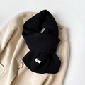 Close-up of premium black 100% wool knitted scarf showing texture and ribbed edges - 155*20cm / Black (ZW029)