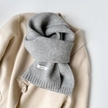 Close-up of 100% pure wool knitted scarf texture with ribbed edge on beige coat - 155*20cm / Light Gray (ZW029)