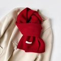 Sciarpa da donna in maglia 100% lana rossa con bordi a coste per il calore invernale - 155*20cm / Rosso Vino (ZW029)