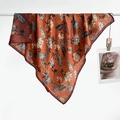 Close-up of vintage orange silk scarf with paisley patterns and burgundy border - Color 3