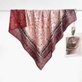 Close-up of wine red and pink paisley patterned satin scarf with elegant silk texture - Color 16