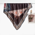 Detail of silk square scarf with vintage equestrian horsebit patterns and chain print - Color 18