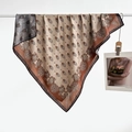 Detail of silk-feel scarf featuring vintage bohemian mandala pattern and floral print - Color 4