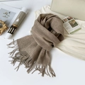 Solid dark camel 100% Australian wool scarf with handmade knotted tassels for warmth - 180*30cm / Camel