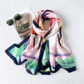 Artistic abstract floral print silk scarf for beach sun protection in vibrant colors - 185x80cm / Red