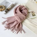 Premium pink Australian wool scarf for women with elegant tassel edge detail - 180*30cm / Pink