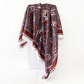 Retro paisley pattern 90cm square silk scarf with vintage ethnic floral print in red and blue - 90x90cm / Red