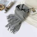 Classic grey 100% Australian wool scarf with fringe trim in a soft minimalist setting - 180*30cm / Smoke