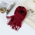 Classic deep red 100% Australian wool scarf with fringe detail in a warm autumn setting - 180*30cm / Burgundy